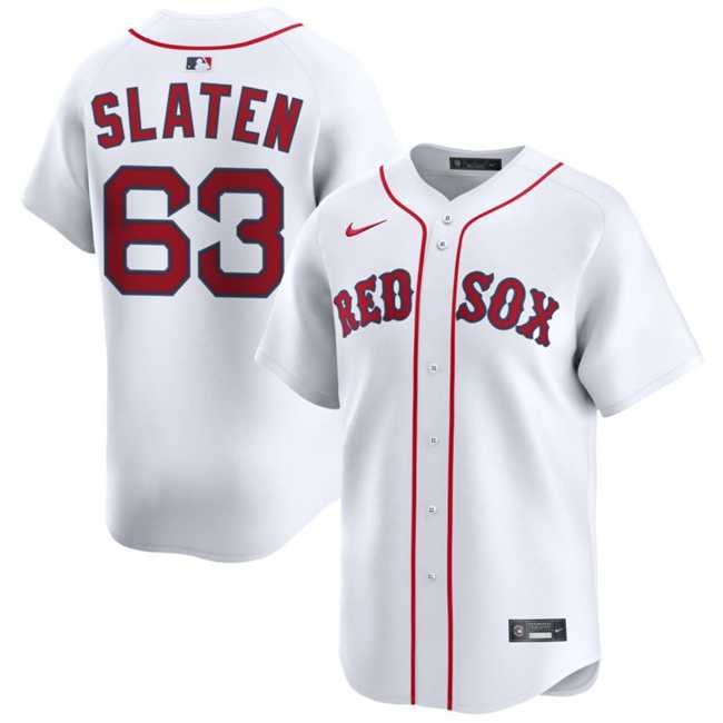 Mens Boston Red Sox #63 Justin Slaten White 2025 Home Limited Stitched Jersey Dzhi